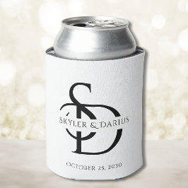 Enfriador De Latas Monograma simple Boda personalizado con nombre