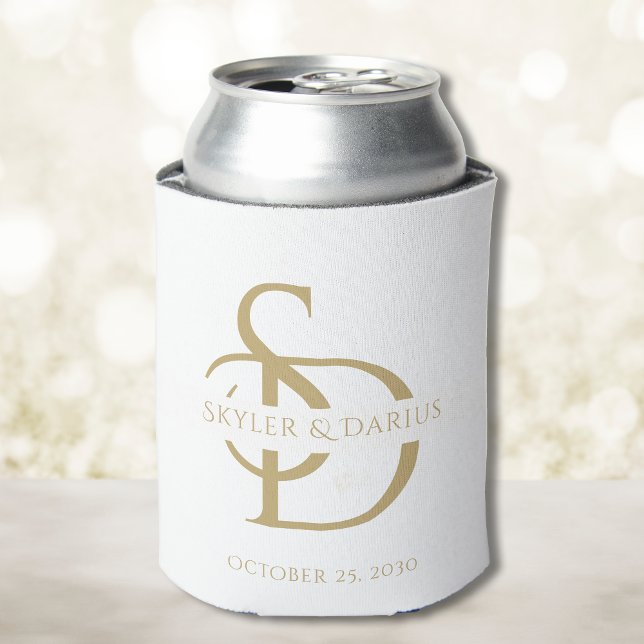 Enfriador De Latas Monograma simple Boda personalizado con nombre (Subido por el creador)
