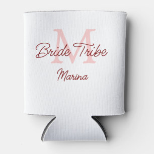 Enfriador De Latas monograma tribu novia rojo ducha nupcial simple mi