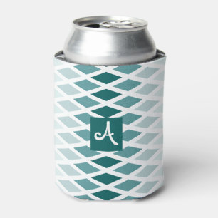Enfriador De Latas Monograma verde azulado de diamante