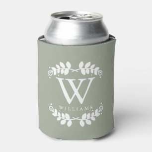 Enfriador De Latas Monograma verde elegante