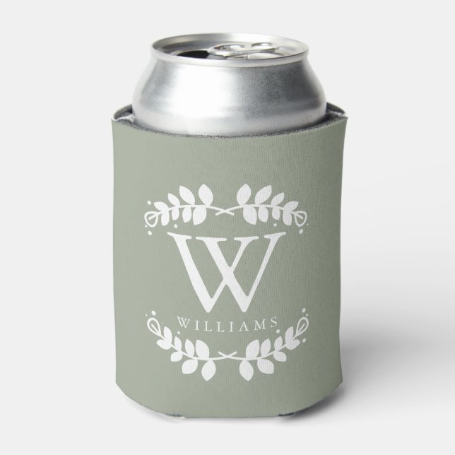 Enfriador De Latas Monograma verde elegante (Lata Anverso)