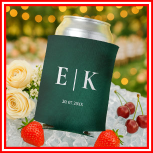 Enfriador De Latas Monograma verde esmeralda