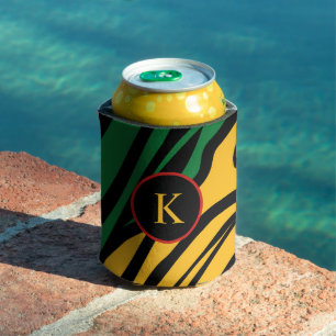Enfriador De Latas Monograma Verde Rojo Amarillo Negro Mes de Histori