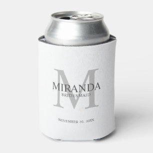 Enfriador De Latas Monograma y nombre de la dama de honor personaliza