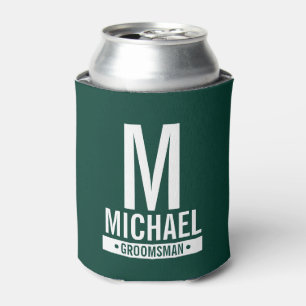 Enfriador De Latas Monograma y nombre del Groomsman personalizado
