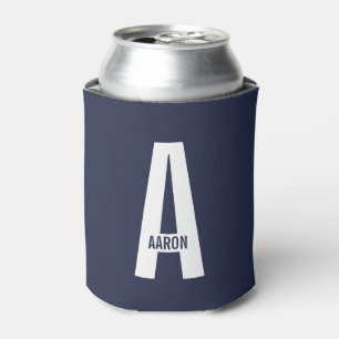 Enfriador De Latas Monograma y nombre negrita personalizado moderno