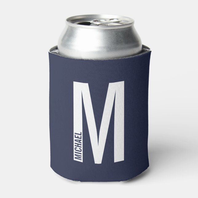 Enfriador De Latas Monograma y nombre negrita personalizado moderno (Lata Anverso)