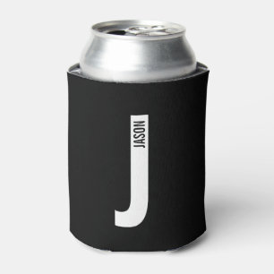 Enfriador De Latas Monograma y nombre negrita personalizado moderno