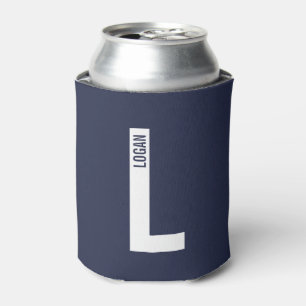Enfriador De Latas Monograma y nombre negrita personalizado moderno