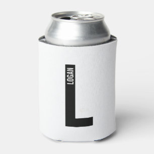 Enfriador De Latas Monograma y nombre negrita personalizado moderno