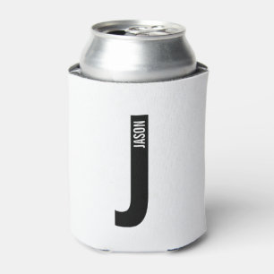 Enfriador De Latas Monograma y nombre negrita personalizado moderno