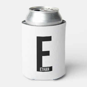 Enfriador De Latas Monograma y nombre negrita personalizado moderno