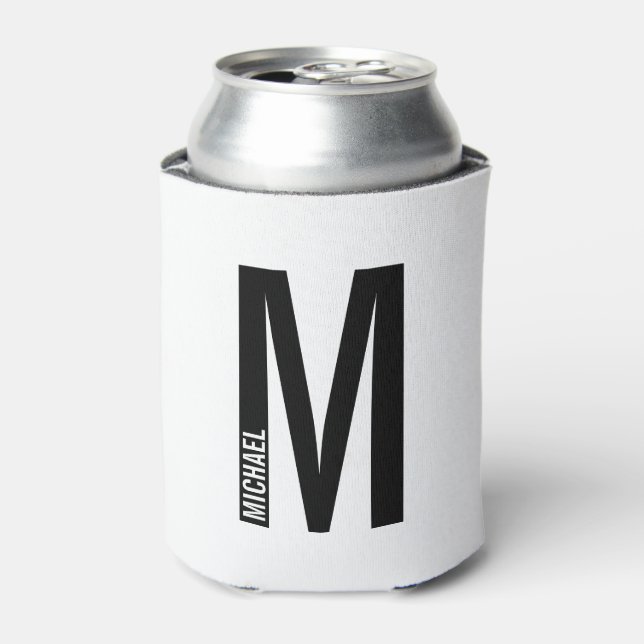 Enfriador De Latas Monograma y nombre negrita personalizado moderno (Lata Anverso)