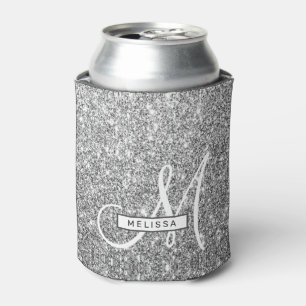 Enfriador De Latas Monogramado y nombrado Personalizado Purpurina Gla