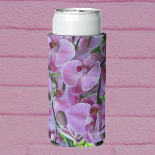 Enfriador De Latas Monogramando las adorables orquídeas y vinos púrpu