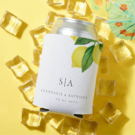 Enfriador De Latas Monogramas Boda de ecología de rama de cítricos li