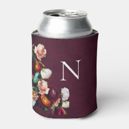 Enfriador De Latas Monogramed Elegant Floral Botánico Moderno