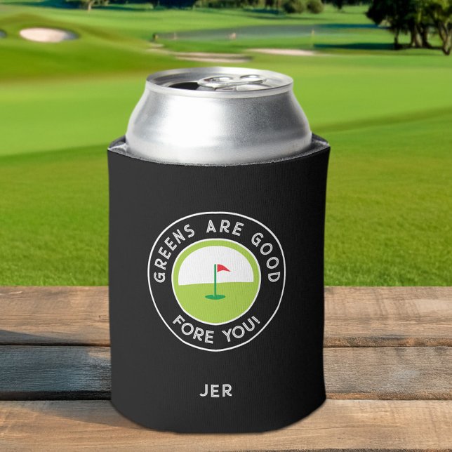 Enfriador De Latas Monogrammed – GREENS ARE GOOD FORE YOU! Funny Golf (Monogrammed – GREENS ARE GOOD FORE YOU! Funny Golf Can Cooler)