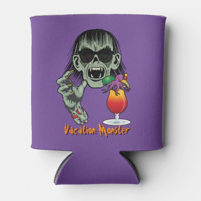 Enfriador De Latas Monster de vacaciones en camiseta (Anverso)