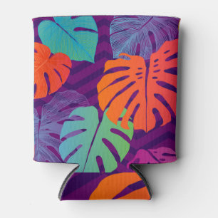Enfriador De Latas Monstera Deliciosa: Arte de Línea Tropical.