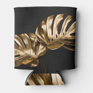 Enfriador De Latas Monstera Dorada: Composición artística de lujo