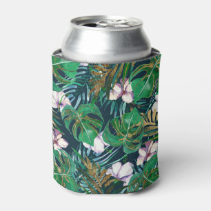 Enfriador De Latas Monstruo de oro de Lilac verde tropical deja flore