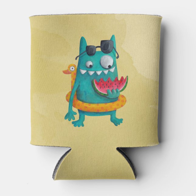 Enfriador De Latas Monstruo de playa de verano (Anverso)