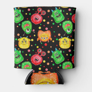 Enfriador De Latas Monstruos acuarelas: Patrón sin costura