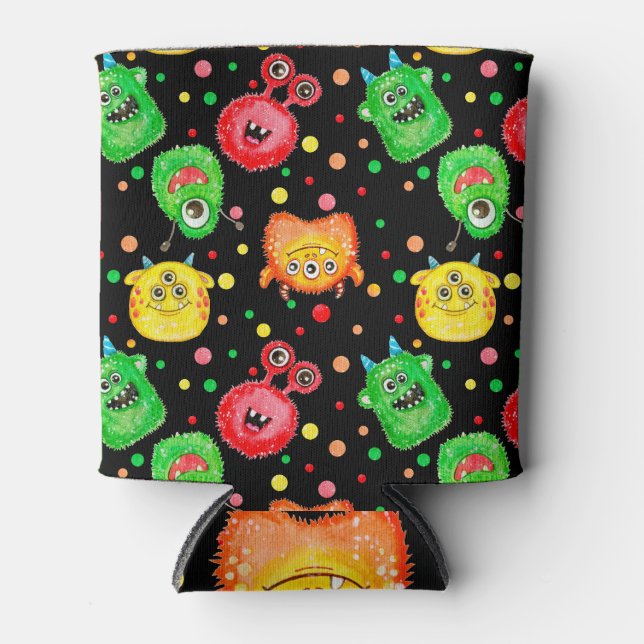 Enfriador De Latas Monstruos acuarelas: Patrón sin costura (Anverso)