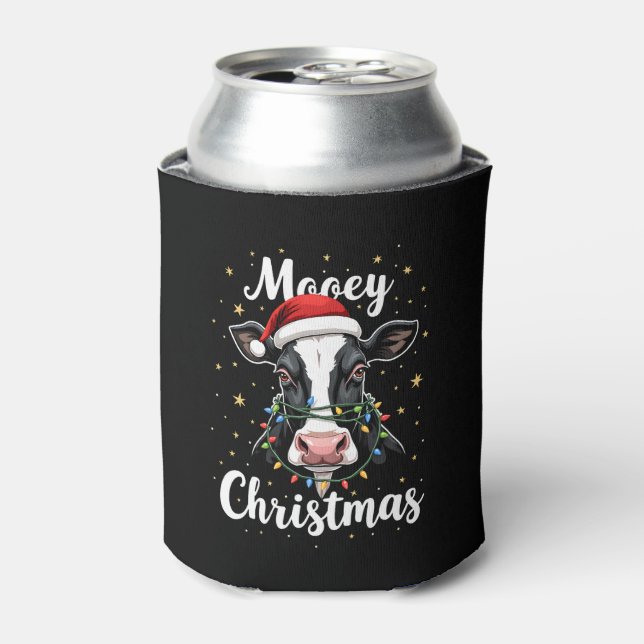 Enfriador De Latas Mooey Christmas Santa Christmas Lights Cow Lovers  (Lata Anverso)