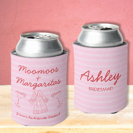 Enfriador De Latas Moomoos & Margaritas Bachelorette rosa y roja