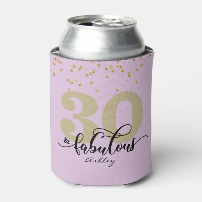 Enfriador De Latas Morado 30 y fabuloso cumpleaños (Lata Anverso)