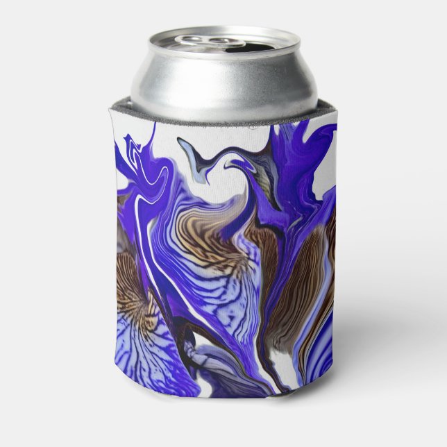 Enfriador De Latas Morado Iris Flower Swirls (Reverso de la lata)