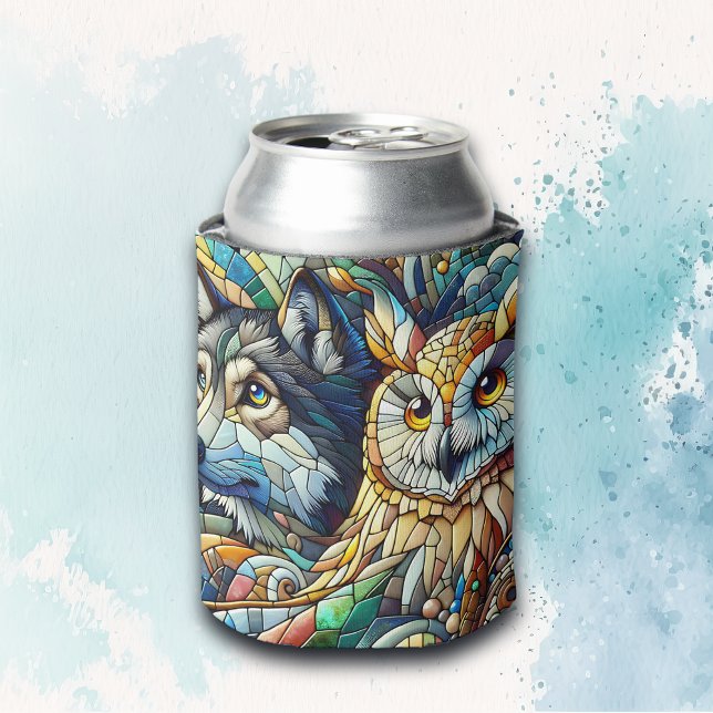 Enfriador De Latas Mosaic Tile Wolf y Owl (Subido por el creador)