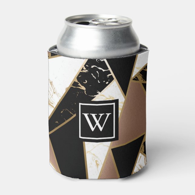 Enfriador De Latas Mosaico geométrico de Relieve metalizado de mármol (Lata Anverso)