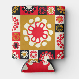 Enfriador De Latas Mosaico rojo de oro asiático, estilo étnico.