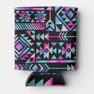 Enfriador De Latas Motivos tribales acuarelas, tapicería étnica.