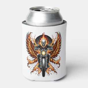 Enfriador De Latas Motocicleta alada de la llama Skull Biker