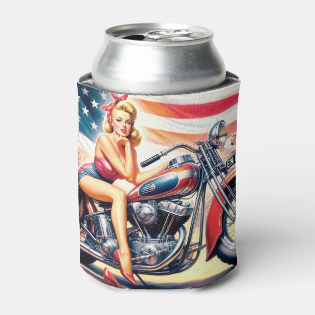 Enfriador De Latas Motorciclo Retro Pin Up (Lata Anverso)