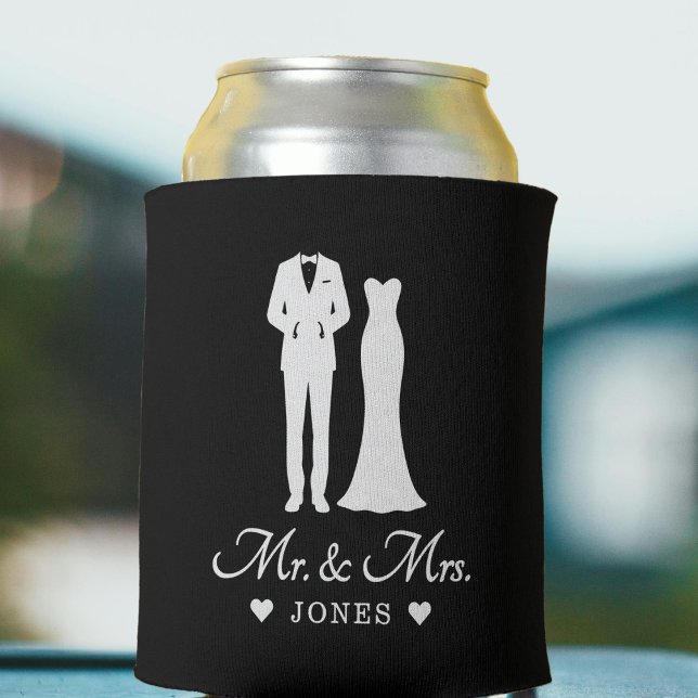 Enfriador De Latas Mr & Mrs Wedding Dress Tuxedo Newlywed Couple (Mr & Mrs Wedding Dress Tuxedo Newlywed Couple Can Cooler
)