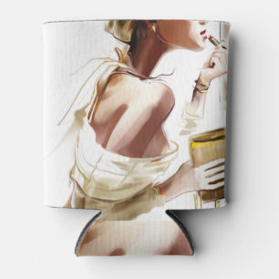 Enfriador De Latas Mujer De Moda: Retrato Contemporáneo Elegante.