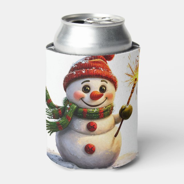 Enfriador De Latas Muñeco de nieve alegre (Lata Anverso)