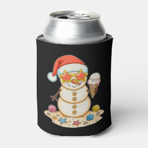 Enfriador De Latas Muñeco de nieve de arena sombrero de Santa Navidad