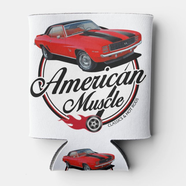 Enfriador De Latas Músculo americano Camaro Rojo (Anverso)