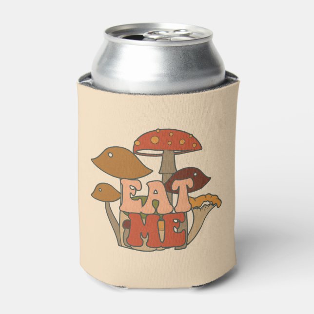 Enfriador De Latas Mushroom retro gracioso | Comerme (Lata Anverso)