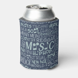 Enfriador De Latas Music Genres Word Collage personalizado bebería re