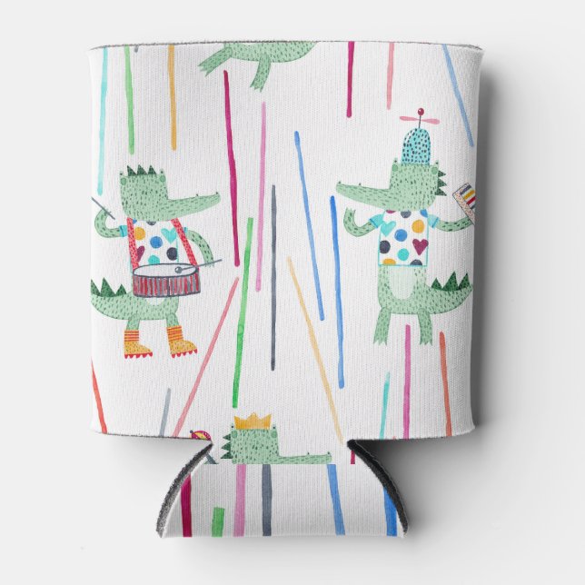 Enfriador De Latas Música de los lagartos: acuarela infantil sin foco (Anverso)