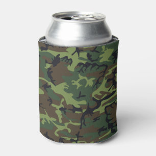 Enfriador De Latas Muy Cool Estilo Militar Camuflaje Verde Bosque