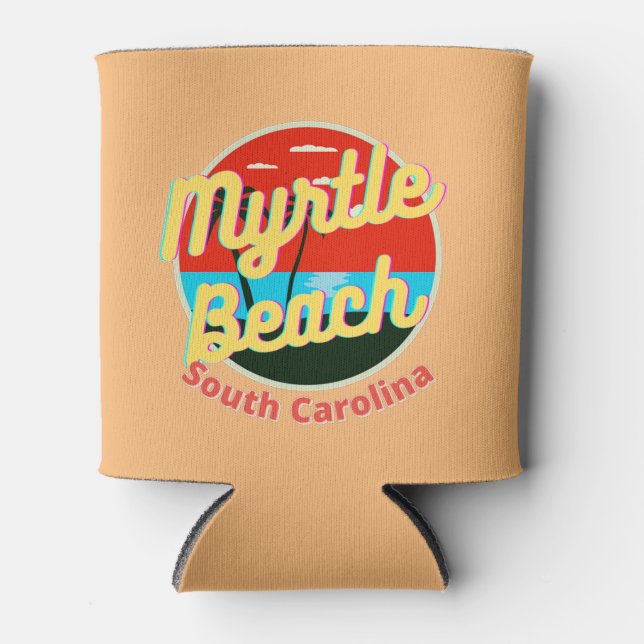 Enfriador De Latas Myrtle Beach South Carolina Retro Sunset (Anverso)